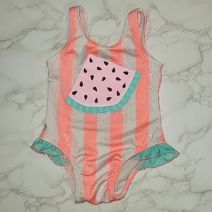 Cat & Jack 9m stripe swimsuit with watermelon design